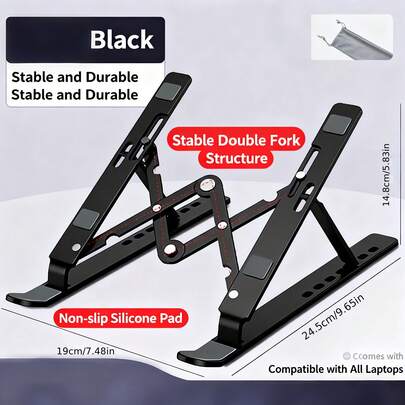 1pc Foldable Laptop Stand With Height Adjustment Enhances Desktop Computer Cooling Adjustable Length For Laptops, Phones, And Books Say Goodbye To Slouching Rubber Pads Securely Hold Devices To Prevent Slipping Portable Storage For Greater Convenience Compact And Lightweight Design Elevates Laptop For Optimized Airflow And Space-Saving Computer Stand Suitable For 10-15.6 Inch Laptops Perfect Gift For Back-To-School Season And Holidays. Ideal For Home Office, School, Office, Or Outdoor Work-Exceptionally Comfortable. Easy To Carry, Perfect For Frequent Business Travelers. (Multiple Colors Available)