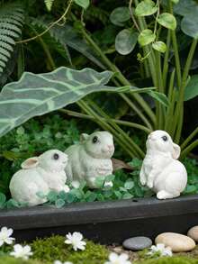 White Rabbit Resin Garden Statues Perfect For Spring Decor, Fairy Garden Displays Or As Heartwarming Gifts - 1pc - View 1