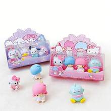 Set de 4 borradores 3D estéreo de la serie Sanrio, adecuados para estudiantes de vuelta al colegio, unisex. Estos borradores apilables de alto valor no dejan marcas y se limpian fácilmente. Adecuados como premios y regalos para fiestas (estilos aleatorios) - Multicolor - Ver 2