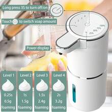 DONASIRA 380ml Capacity Non-Contact Smart Infrared Automatic Soap Dispenser, Electric Home Detergent Quick Dispenser Pump, Handwashing Foam Cleaner, IPX5 Waterproof, USB Rechargeable, 4 Adjustable Levels, Suitable For Hand Sanitizing And Home Cleaning - Multicolor - View 8