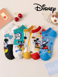 5 Pairs Disney Women's Ankle Socks Gift, Summer Socks With Mickey Mouse, Minnie Mouse, Donald Duck, Daisy Duck Cartoon Designs, Comfortable Breathable Fashion Novelty Socks - Multicolor - View 12