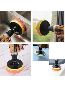 6pcs Set Car Polishing Care Set | Polishing, Waxing, And Buffing 3-In-1 | Professional Care Tools With Sponge Pads | Special For Car Detailing And Maintenance, Car Detailing, Polishing, And Waxing Sponge Wheel, Self-Adhesive Wool Ball Sponge Polishing Pad - One Size Fits All - View 3