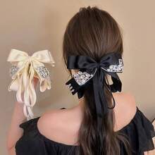 1pc Rhinestone Bow Ribbon Hair Claw Clip, 2025 New Elegant Hair Claw Hairpin Headpiece For Women, Hair Claws, Hair Slide, Hair Barrettes - Multicolor - View 3