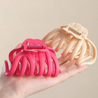 2 Paquetes/1 Paquete, Pinza grande de mujer con agarre de calabaza, color mate sólido, súper poder de garra, adecuada para pasadores de pelo pesados, pinza de pelo