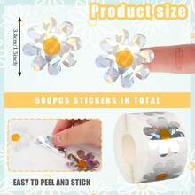 500 etiquetas de láser con diseño de margarita de 1.5 pulgadas, etiquetas de margarita blanca para embalaje de regalos, pegatinas DIY - Multicolor - Ver 4