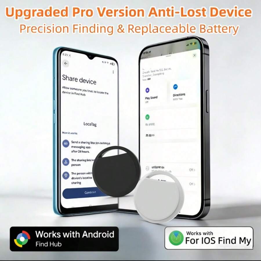 RSH Dispositivo antiextravío ligero, sistema dual actualizado, etiqueta de seguimiento compatible con Android e iOS, localizador de llaves, dispositivo de seguimiento, etiqueta de seguimiento inteligente para equipaje, billetera, bolso, compatible con Find My y Find Center para iOS, regalo de cumpleaños