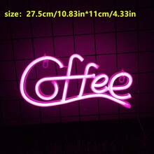 1个LED字母“Coffee”霓虹灯招牌墙面装饰灯，彩色灯光，适用于咖啡吧、生日派对、家居装饰，电池/USB供电，也可用于商店、卧室、客厅等场所。 - coffee霓虹燈 - 查看 14