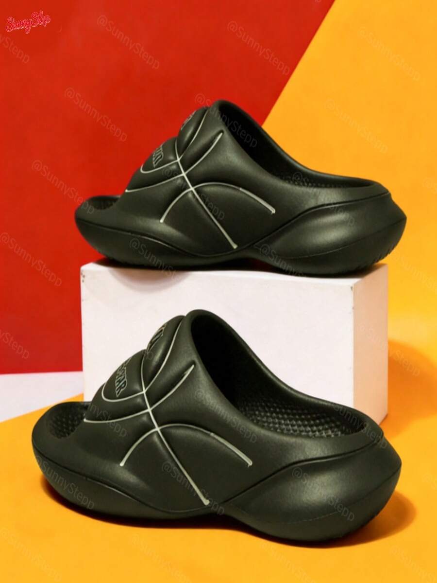 Chanclas Deportivas Hombre 2026 con Amortiguación y Diseño de Baloncesto, Antideslizantes Resistentes, Ideales para Gym, Post Entrenamiento y Ducha - Verde Oliva - Ver 1