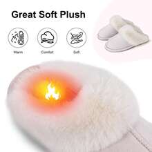 Women's Winter Slippers Cozy Plush Fleece Lined Moccasin Fluffy Detail Non Slip Platform Flat Sole - màu đen - Xem 8