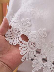 1件极简白色圆形涤纶刺绣桌布 - 白色 - 查看 7