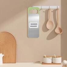 2 pcs Juego de rallador de verduras multifuncional y rebanador de mandolina: cuchilla de acero inoxidable para cortar y moler manualmente con protector de , un elemento esencial de cocina para preparar verduras, frutas, queso y otros ingredientes. - Verde - Ver 7