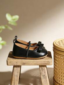 黑色玛丽珍平底鞋，防滑软底，适合幼儿女孩公主婚礼礼服穿着 - 黑色 - 查看 6