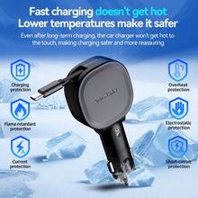 W&O 30W 快速车载充电器，带可伸缩 Type-C 线缆和 USB 接口 - A - 查看 7