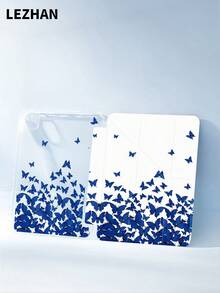 1pc Transparent Elegant Butterfly Print Folio Protective Case, Multi-Angle Rotating Stand Cover Compatible With 2025/10th Gen/10.2", Pro 11" 2021/2020, Mini 6/7, Galaxy Tab A8 10.5" 2022, With Pencil Slot, Anti-Drop, Tablet Stand Protective Shell, Romantic & Practical Gift For Tablet Users - Multicolor - View 3