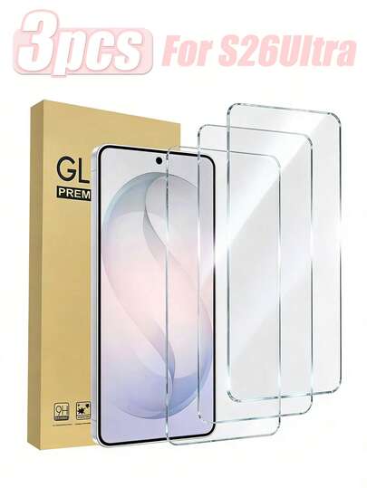 3 piezas de película protectora de pantalla ultra clara, compatible con S24FE/S23FE/S21FE/S20FE/S26 Ultra/S26 Plus/S26/S25 Edge/S25 Ultra/S25 Plus/S25/S24 Ultra/S24 Plus/S24/S23 Plus/S23/S22 Plus/S22/S21 Plus/S21/A90/A80/A72/A71/A56/A55/A54/A53/A36/A35/A34/A26/A25/A24/A17/A16/A15/A07/A06 Series