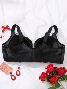 mimilemon Plus Size Women's Underwire Bra Set, Side Support, Shaping, Lift, Comfortable For Daily Wear & Special Occasions - Black - View 2