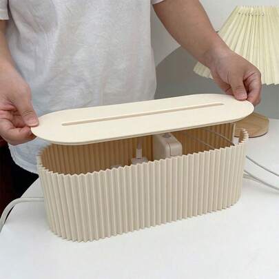 4pcs Multi-Function Hidden Cord Storage Box, Cable Management Box, Desktop Power Strip Organizer, Dorm Outlet Cord Organizer, Phone & Tablet Cable Desktop Organizer - Ideal For Desktop Power Strip, Data Cables, Chargers