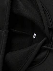 Men's Unisex Streetwear Casual Hoodie Sweatshirt With Pockets, Simple Life Print, Lightweight Fashion, Traditional Style - 黑色 - 查看 2