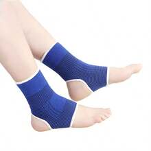 1双竹炭针织运动护踝，弹性踝关节支撑，针织压缩袜，适用于篮球、跑步、步行、健身、山地自行车等运动（深蓝色），运动防护装备 - 藍色 - 查看 4