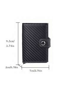 Aluminum Alloy Carbon Fiber Pattern Multi-Card Wallet, Automatic Pop-Up Card Holder, Unisex Credit Card Case, Easter - Multicolor - View 5