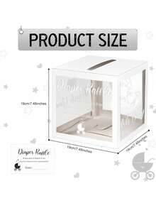 50pcs Raffle Ticket 19cm Baby Diaper Raffle Box, Suitable For Baby Shower Decoration, White Card Box For Gender Reveal Party. Suitable For Nursery Decor, Elegant Diaper Raffle Box With Raffle Tickets, Essential New Born Celebration Game Set, Neutral Baby Shower Keepsake Box, Interactive Diaper Raffle Box Set, Fun Game For Baby Shower Guests, Suitable For Gender Reveal Party (Transparent White) - Multicolor - View 5