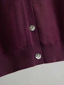 GIGOGOU Cárdigan de punto de manga corta, suave y cómodo, de estilo casual para mujer, para primavera/verano - Morado - Ver 7