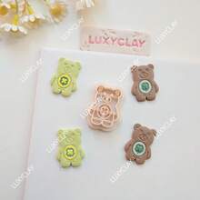 Embossed Bear Shape Polymer Clay Earrings Cutters, St. Patrick's Day Bear With Clover Pattern Clay Cutters For DIY Pendants Jewelry Making, Irish-Themed Jewelry & Earrings Handmade Tools - Bear - View 3