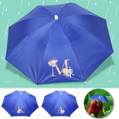 便携式雨帽户外折叠伞可折叠防雨遮阳伞帽钓鱼遮阳防紫外线徒步露营钓鱼头饰帽沙滩帽户外配件首字母26字母图案