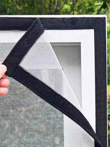 1pc U-Shaped Zipper Mesh Screen, Self-Adhesive Reusable Mosquito Net, Washable Fiberglass Mesh Window Screen For Summer, Invisible Black Fiber Anti-Mosquito And Fly - C - View 5