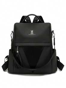 Mochila antirrobo de moda para mujer con gran capacidad para viajes y portátil - Negro - Ver 6