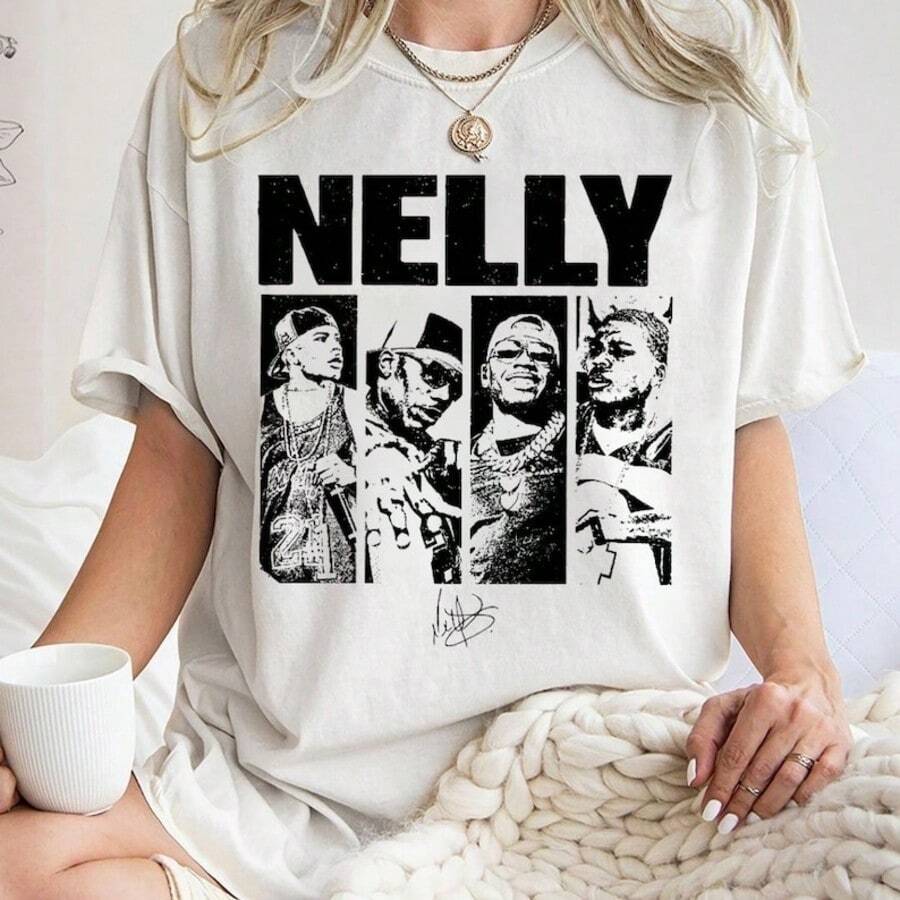 Nelly Shirt Vintage 90s Hip Hop Graphic Tee, Nelly Concert T-Shirt - 白色 - 查看 1