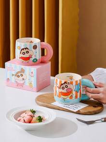 CRAYON SHINCHAN Cốc sứ Crayon Shin-Chan 460ml mới có vạch chia dung tích, cốc uống nước/sáng thời trang dùng trong gia đình. - Nhiều màu - Xem 7