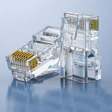 100個屏蔽 Cat5e RJ45 接頭,3針 50U 鍍金乙太網路壓接插頭,適用於重型工業網路線與戶外使用 - 查看 2
