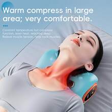 Neck Massager Cross-Border Direct Source Factory Micro-Current Heating Vibration Remote Control Manual Five-In-One Cervical Spine Massage Pillow - 黑色 - 查看 3