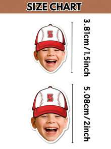 Custom Face Stickers, Photo Stickers, Personalized Baseball-Themed Face Stickers, Custom Stickers, Teen Birthday Party Photo Stickers, Party Sponsor Stickers - Multicolor - View 2