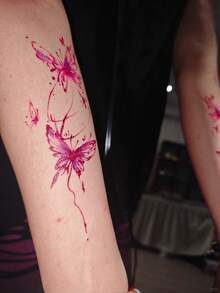 2瓶果汁纹身墨水，人体彩绘墨水，皮肤绘画墨水，可持续7-10天，兼容纹身模板，男女通用，半永久防水假纹身 - 彩色 - 查看 6