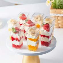 Bộ 20/40/80 chiếc ly tráng miệng thanh lịch, ly mousse tái sử dụng có nắp và thìa, ly bánh mini trong suốt, ly sữa chua vuông, ly pudding hình thang, thích hợp cho sữa chua, bánh ngọt, pudding, trái cây, món khai vị, tiệc tùng và đám cưới, Giáng sinh, Halloween, Lễ Tạ ơn. - - - Xem 7