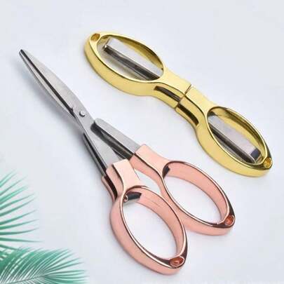 1pc Foldable Travel Scissors, Mini Stainless Steel 8-Shape Scissors, Household Small Scissors, Office Paper Cutter