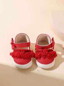 Zapatos de bebé de 0 a 1 año, de encaje, transpirables y de suela blanda - Rojo - Ver 10