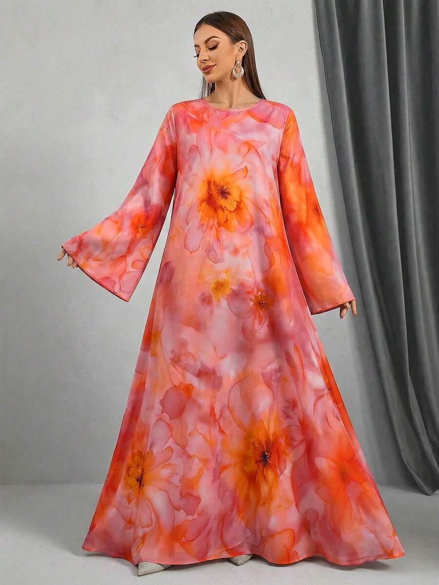 女士休闲度假印花长裙，优雅连衣裙，碎花连衣裙，海滩度假装，阿拉伯风格连衣裙，夏季连衣裙，婚礼宾客连衣裙，毕业礼服，生日连衣裙，春季 - 彩色 - 查看 1