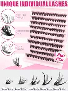 200pcs 30D Faux Mink Lash Extension Kit - Soft & Natural Look, D Curl, 10-16mm Mixed Length, Reusable Self-Adhesive Lashes Suitable For Beginners, Daily, Party, Date, Wedding. Great Holiday Gift - View 6