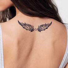 AMIFANS 半永久天使翅膀和星星纹身贴纸，可持续1-2周，持久耐用，果汁纹身，逼真纹身，浪漫纹身，仿真纹身，防水，外观逼真，小众设计纹身，水果纹身，植物纹身 - 黑色 - 查看 4