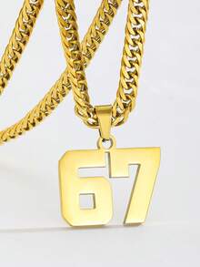 1件歐美龐克嘻哈棒球足球阿拉伯數字67吊墜項鍊，誇張毛衣鏈金項鍊，適合男孩女孩兒童足球愛好者，時尚運動風街頭戶外派對度假返校日常穿搭配件 - 彩色 - 查看 12