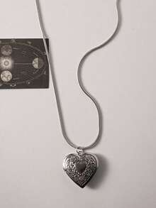 浪漫心形可打开不锈钢相框吊坠项链，男女皆宜的珠宝礼物 - 多色4 - 查看 16