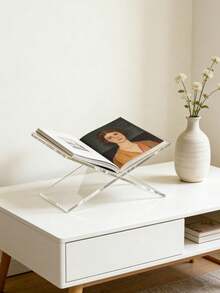 1pc Acrylic Bookshelf, X-Shaped Transparent Bookshelf, Acrylic Bookshelf, Bible Rack, Acrylic Book Display Shelf, Food Display Shelf, Acrylic Reading Rack, Kitchen Recipe Shelf, Transparent X-Shaped Bookshelf, Desktop Display Rack, Magazine & Book Storage Rack - Multicolor - View 6