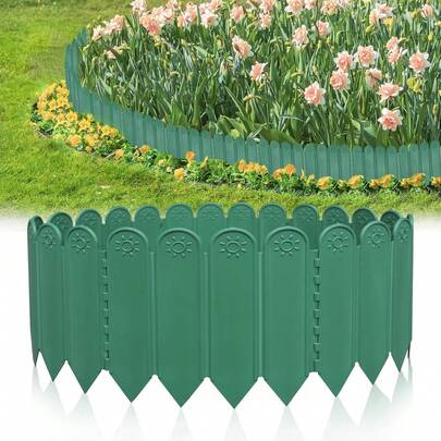 10pcs Plastic Garden Edging Borders, Landscape Fencing, Total Length 6.5ft, Can Be Connected, Decorate Garden Boundaries, Balcony Railings, Suitable For Lawn Edges, Flower Beds, Yard Paths And DIY Garden Decor