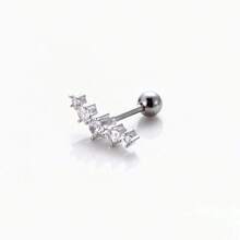 SENLANSP 1pc Fashionable Rhinestone Stainless Steel Cartilage Piercing Earring - Silver - View 6