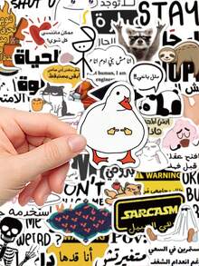 107pcs Arabic Fun Stickers Handbook Laptop Phone Case Luggage Guitar Skateboard Stickers - A - View 9