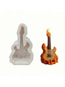 吉他造型香薰蜡烛硅胶模具，树脂浇铸模具，珠宝浇铸工具，适用于蜡烛、石膏、手工皂、树脂、车载香薰、DIY等。 - 白色 - 查看 2