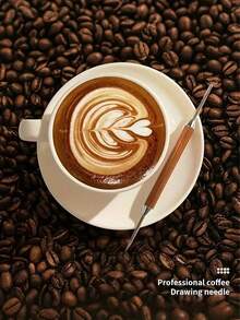 Luxus Latte Art Stift, Latte Art Stift mit Palisandergriff, geschnitzter Schaft Latte Art Werkzeug, Edelstahl Kaffee Latte Art Stift, Holzgriff, geeignet für Cappuccino, Espresso Latte Art, Barista Zeichenstift, geeignet für Café, Zuhause, Barista Zubehör - Verschiedenfarbig - View 6